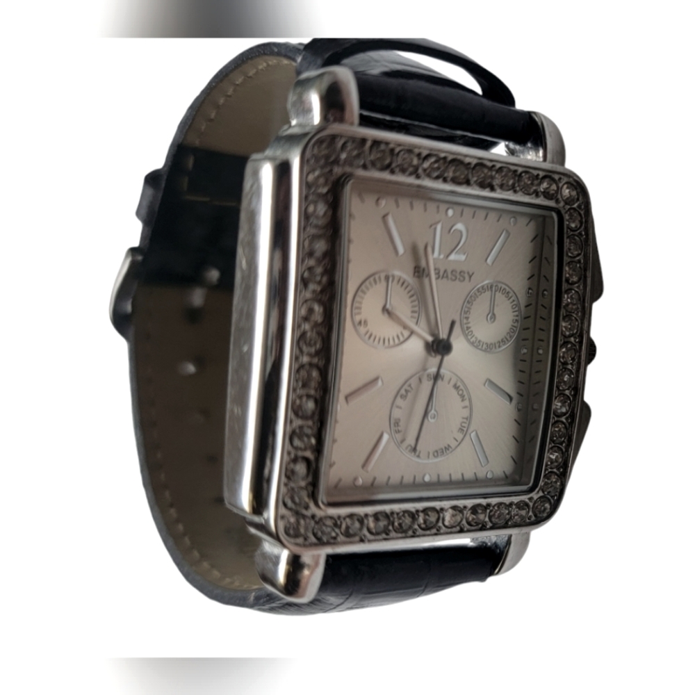 Embassy Embellished Rhinestone Bezel Square Face - Picture 3 of 9